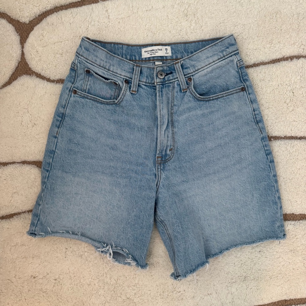 Abercrombie & Fitch Light Blue Denim High-Rise Shorts